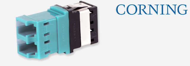 اداپتور فیبر نوری کرنینگ فیروزه ای مالتی و سینگل مد CORNING - Keyed/Non Keyed - LC duplex