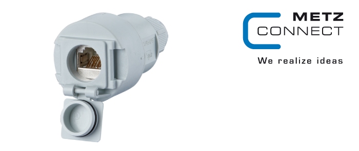 E-DAT Industry IP67 V6 cable coupler, 1 port Cat.6A - C6Amodul