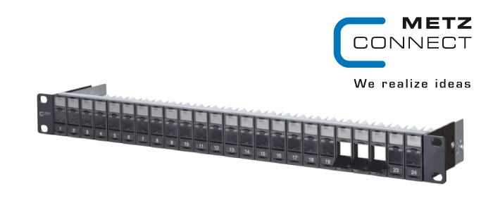 19 inch 1RU 24 port black, shielded